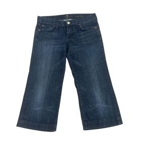 7 For All Mankind Jeans Womens 30 x 20 Blue Crop Dojo Wide Leg Stretch Denim USA